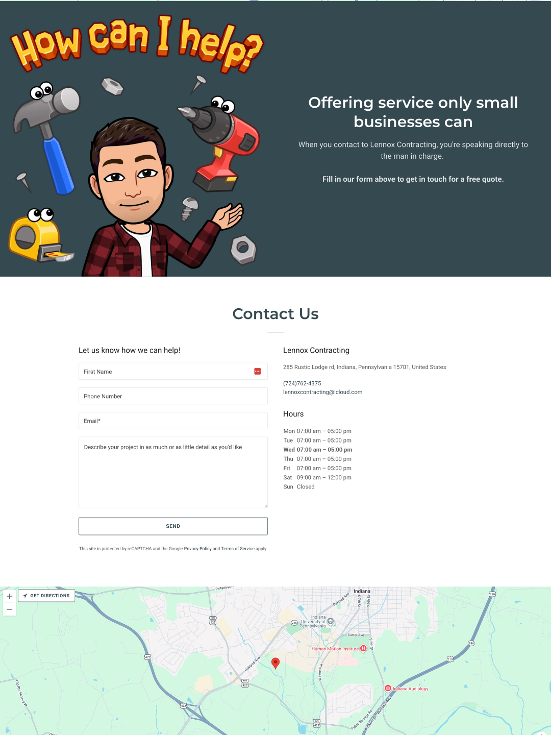 Lennox contact page
