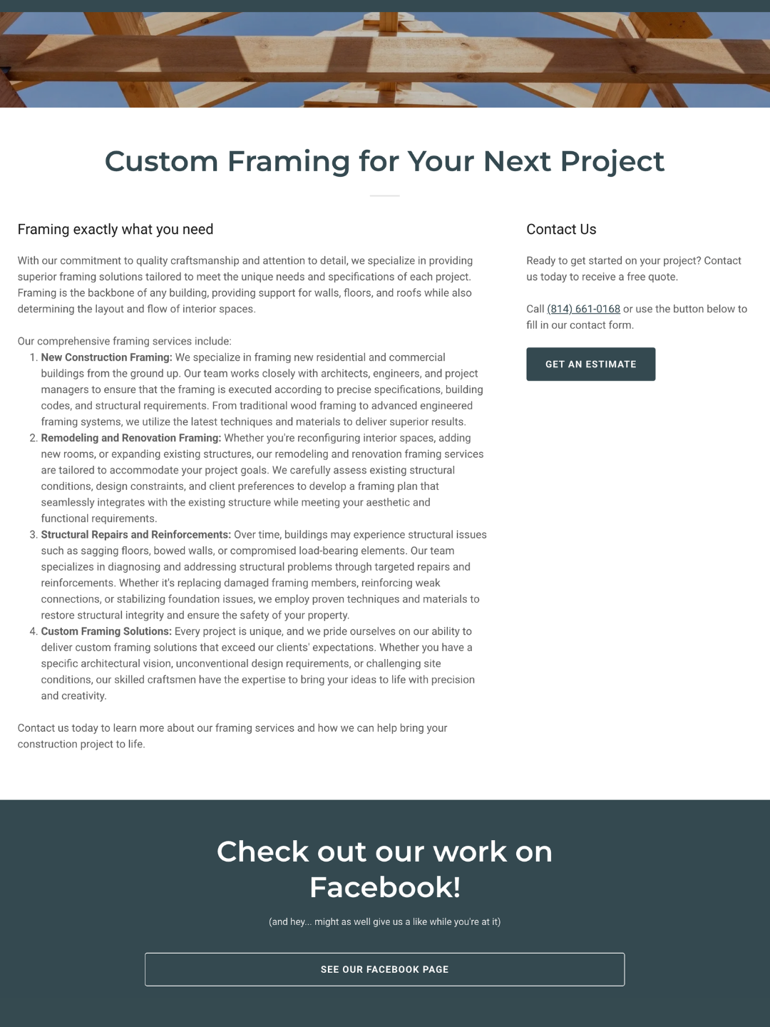 Lennox framing services page